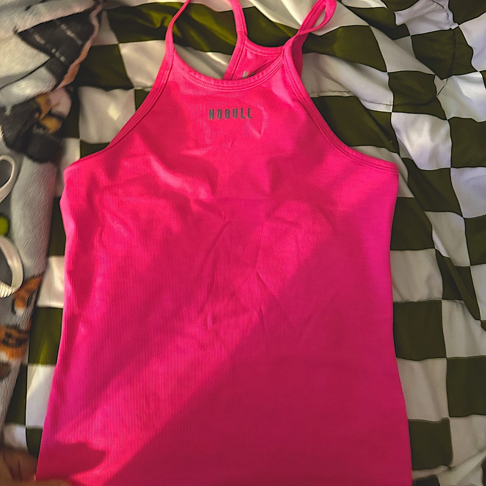 NOBULL ribbed halter tank hot pink